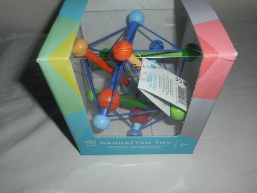 manhattan toy skwish color burst rattle and teether grasping activity toy