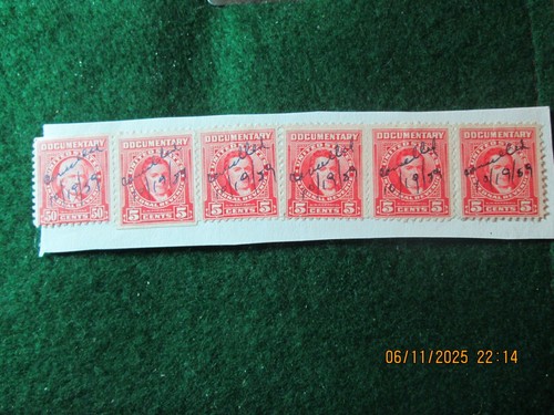 SEIS [6} 1954 REV. INTERNA SELLOS. PLUMA CANCELADA y BISAGRAS. - Imagen 2 de 2