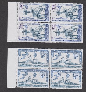 TAAF-FSAT-Sc-84-85-MNH-Blocks-of-4-stamps-1979-French-Antarctic