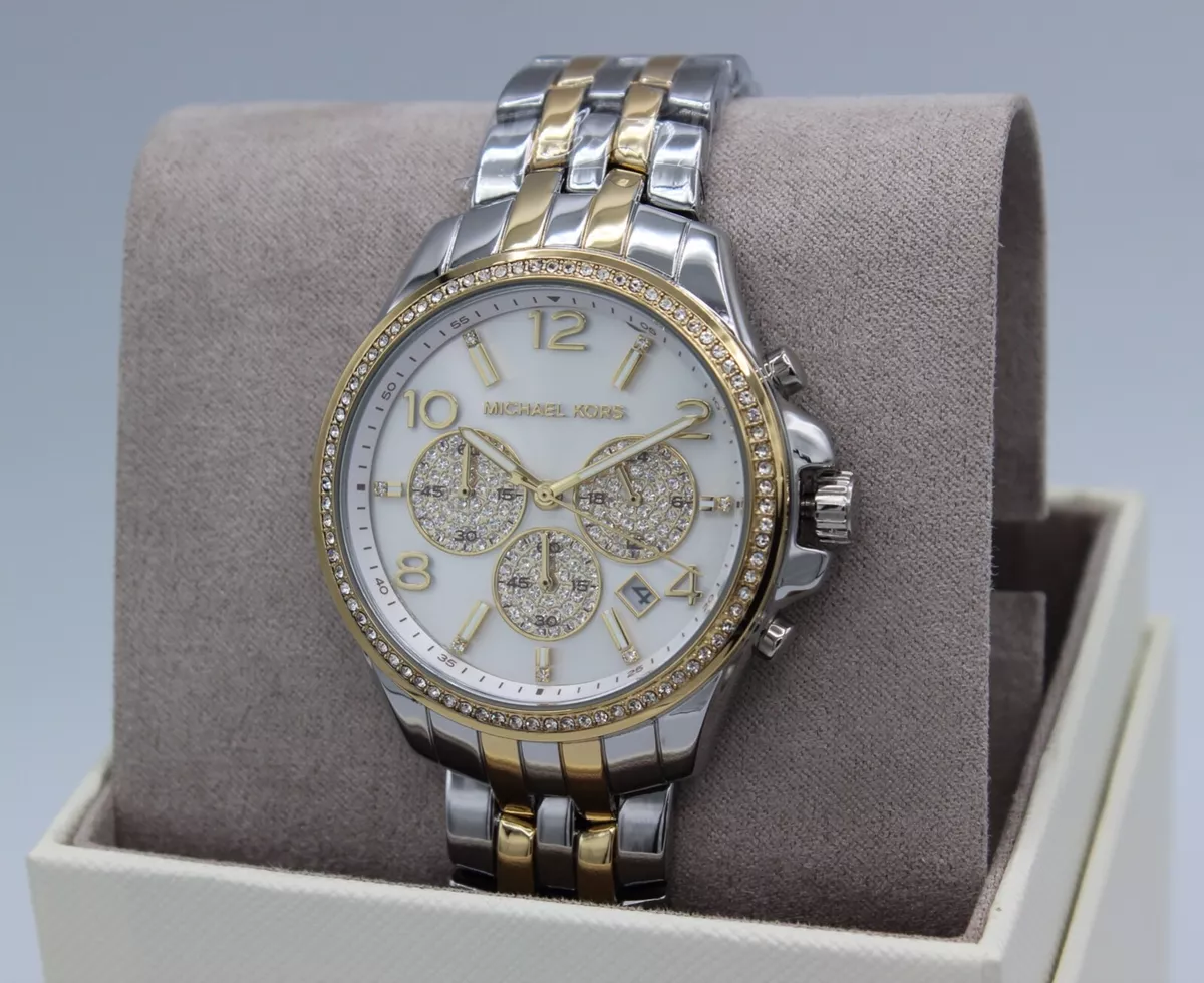Silver and cheap gold mk watch