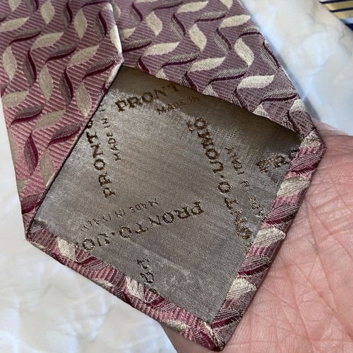 Pronto Uomo Portfolio Necktie 100% Silk Men's Tie Lot of (2), 4” Wide EUC Italy - Picture 4 of 4