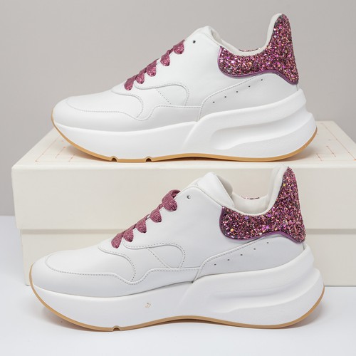 Alexander McQueen White/Pink Glitter Oversized Sneakers - Size 37 - Picture 3 of 11