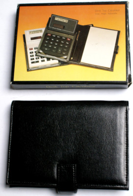 Solar Power Taschenrechner in  Ledermappe, mit Notizblock, Desk Top Calculator
