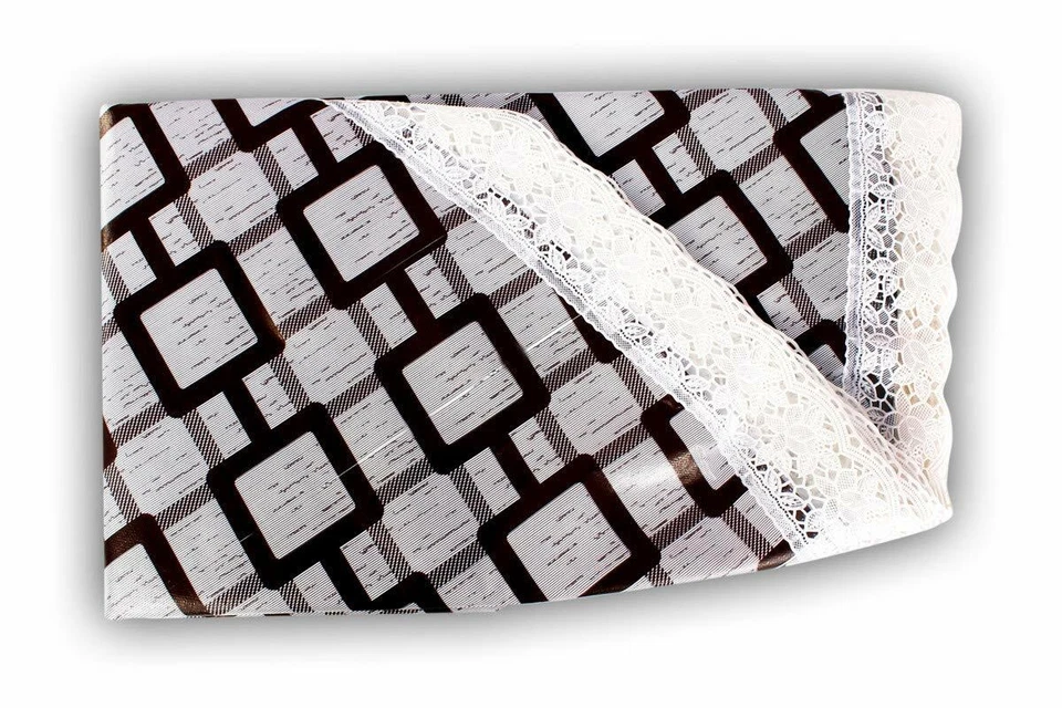 PVC 6 Seater Round Shaped Table Cover (Size: 72x72) inch with White Border lace - Image 4 of 4