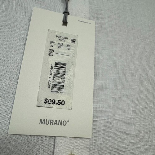 Camicia uomo lino MURANO BAIRD McNUTT bianca manica lunga 4XLT 4XT NUOVA CON ETICHETTE nuova 99€ - Foto 4 di 9