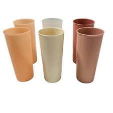 Lot of 6 Tupperware Pastel Tall Tumblers 16 oz Multicolor  107 Stackable USA