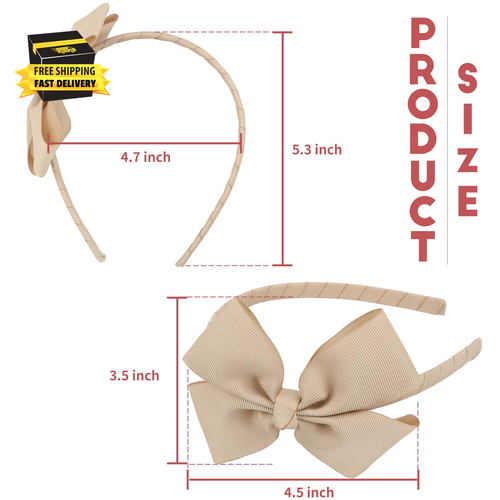 MEEDEE Hairband 1PC Tan Grosgrain Bowknot Headband for Girls Toddlers Kids Party - Picture 4 of 9