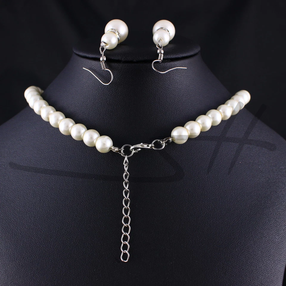 Perlen-Set Halskette Armband Ohrstecker, Silber im Etui, Geschenk Weihnachten - Bild 4 von 4