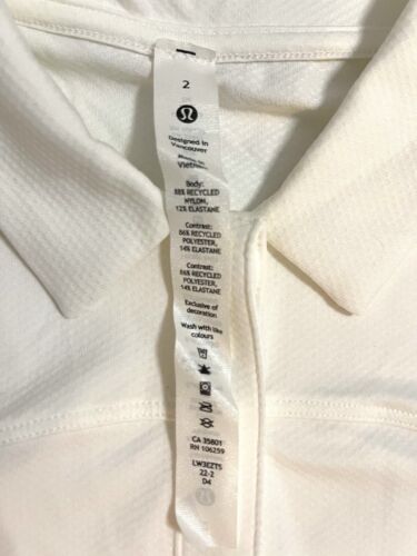 Camisa polo blanca de secado rápido blanca de manga corta Lululemon para mujer talla 2 - Imagen 3 de 5