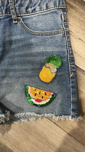 Gap Flippy Sequin Fruit Print Denim Shorts Girls Size 16” - Picture 3 of 8
