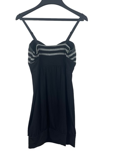 Guess Black Metallic Silver Sweetheart Babydoll Y2K 90s Tunic Spaghetti Top S - Picture 2 of 11