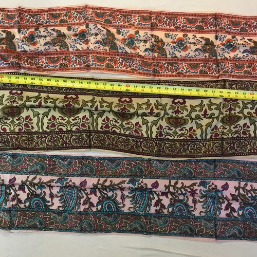 Lot of 3 100% Silk Vintage Floral/Paisley Print Scarf 62''X10'' Handmade - Picture 6 of 18