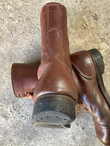 Botas de salto originales de paracaidista de EE. UU. de la Segunda Guerra Mundial con marcas de soldado talla 9 - Imagen 17 de 20