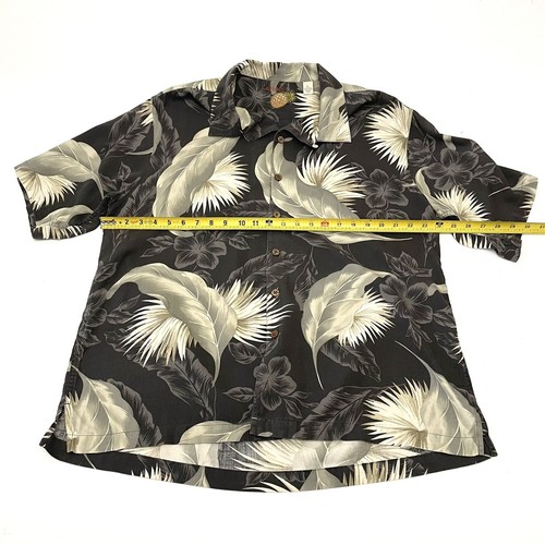 Caribbean Shirt Mens L Silk Cotton Blend Short Sleeve Hawaiian Island Button - Picture 5 of 6
