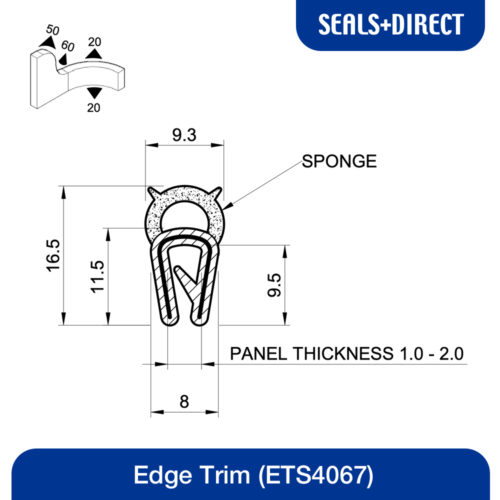 Clip On Edge Verkleidung ETS4067 Dichtung - passt 1 - 2 mm Paneele - Auto Van Wohnwagen Bootstür - Bild 2 von 2