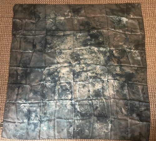 Brooks Brothers Silk Twill Extra Large Teal Blue Print Square Scarf 52" X 52" - Picture 2 of 5