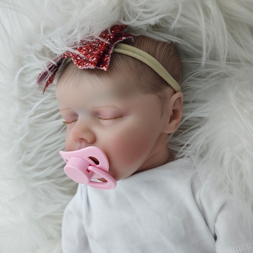 18in Newborn Baby Doll Girl Reborn Asleep Cuddly Full Body Vinyl Bath Fake Baby - Picture 8 of 8