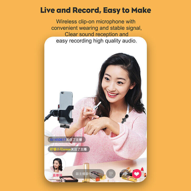 Portable Wireless Lavalier Microphone Mini Microphone For Live Video Recording - Picture 4 of 12