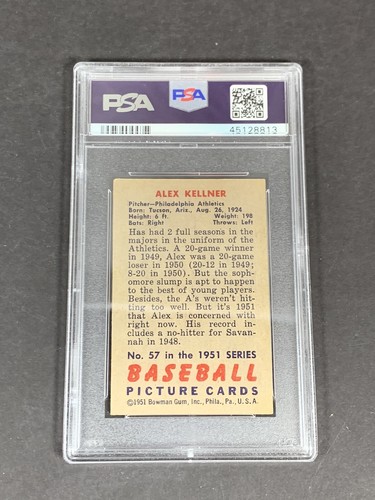 Alex Kellner 1951 Bowman #57 PSA 5 EX - Picture 2 of 2