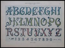 ALPHABET ART NOUVEAU - 1903 - HELIOTYPIE POCHOIR, TYPOGRAPHIE, LABBE