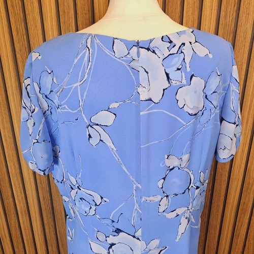 Jacques Vert Dress 16 Sky Blue Floral Long Straight Party - Picture 8 of 11