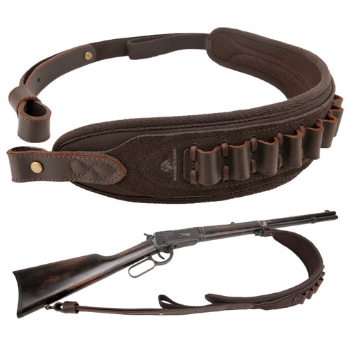 Neuer Stil Leder Waffen Schultergurt mit Munition Granatenhalter Waffenschlinge .357 .308 - Bild 3 von 48