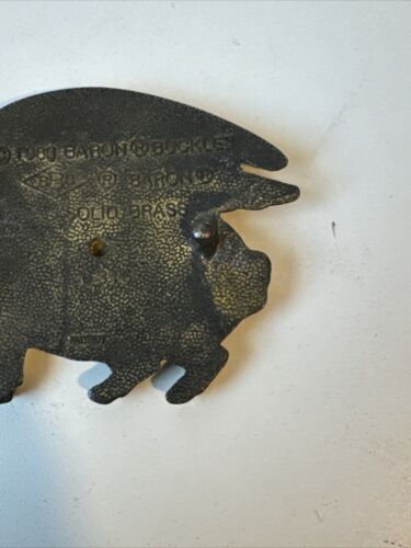 Brass Pigasus Flying Pig Hippy Hippie Rare Hog Pork Farmer Vintage Belt Buckle - Picture 6 of 8