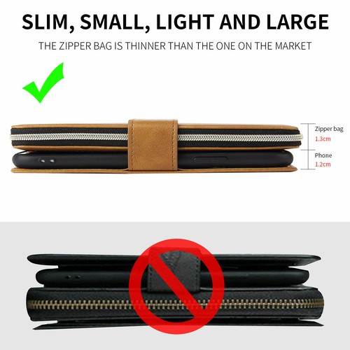 For iPhone 15 Pro Max 14 13 12 11 8 7 X XR Case Leather Wallet Zipper Flip Cover - Picture 39 of 59