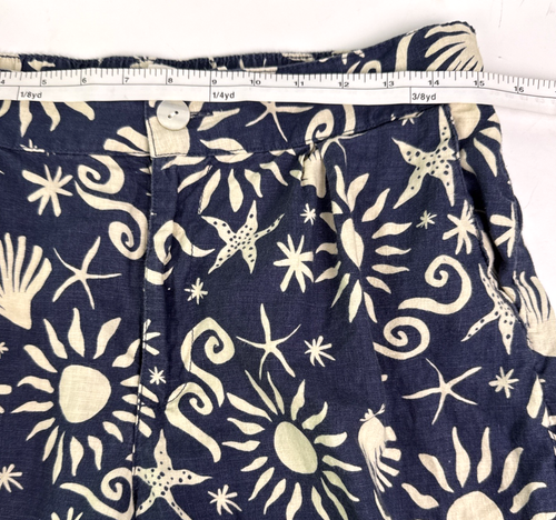 C&C California Linen Pants Wide Leg Sz M Blue Shells Beachy Coastal Celestial - Picture 13 of 15