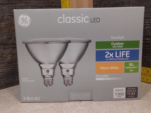 2 Pk 90 Watt 90w GE Classic LED Flood Outdoor Spot PAR38 Dimmable Light Bulbs - Picture 1 of 9