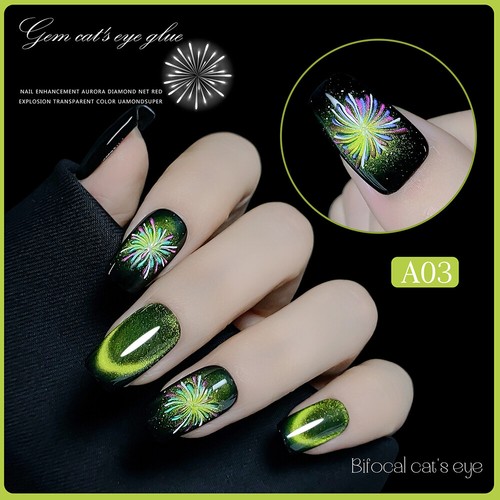8 Ml Magnetischer Katzen-Gel-Nagellack vente en gros Funkelnder Feuerwerks-Regenbogen-Gel- <