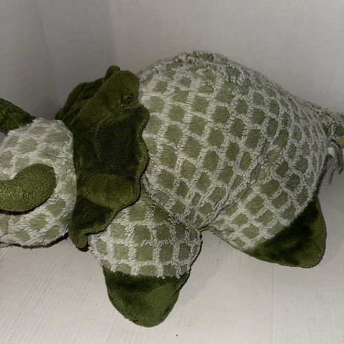 Juguete de peluche suave de dinosaurio Triceratops My Pillow Pets animal de peluche verde 18" - Imagen 2 de 5