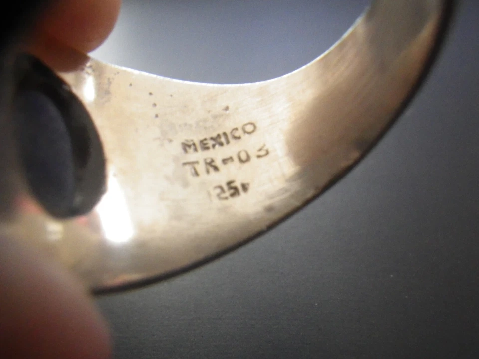 Piedra de ónix mexicana de plata .925 para hombre - con peso 19,22 gramos-Talla 12 Foto 3 de 4