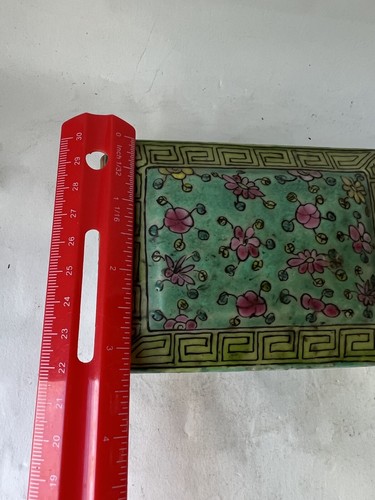 Antique Chinese Famille Rose Rectangular Trinket Box Republic Period - Picture 16 of 19