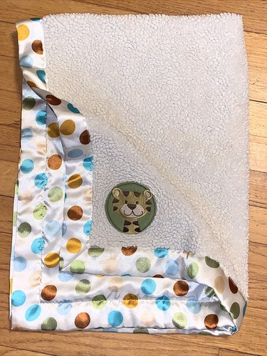 HTF NoJo Jungle Pals Tiger Satin Polka Dot & Ivory/Cream Sherpa Blanket/Lovey - Picture 1 of 6