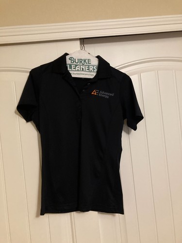 Sport-Tek Black Polo Shirt Women's Small Short Sleeve Advanced Energy Logo Poly