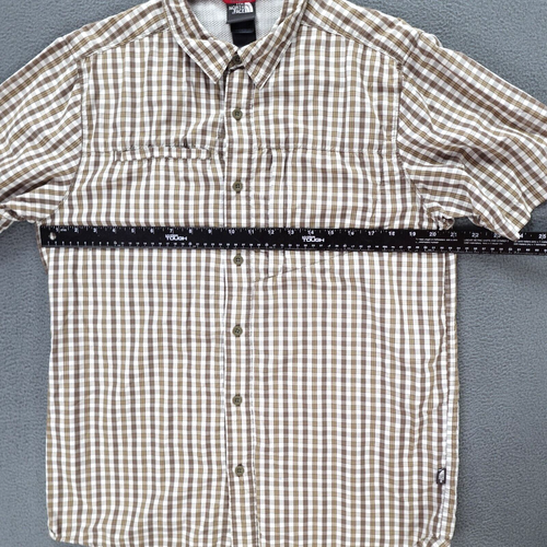 The North Face Button Up Shirt Brown Check Short Sleeve Size M Outdoor Hiking - Imagen 4 de 20
