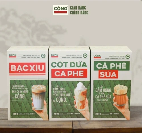 Combo 36 CONG COFFEE Packs - C+ Instant Milk (Bac Xiu), Coconut and Milk Coffee