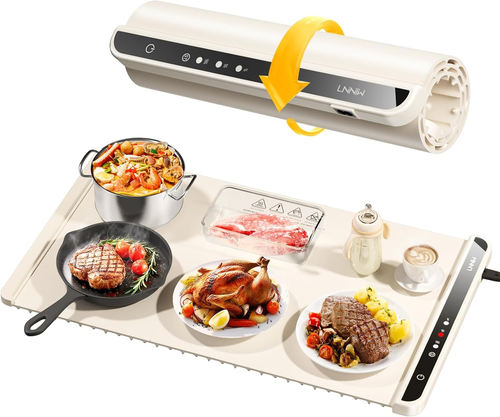 Alfombra de calentamiento de alimentos eléctrica, bandeja de calentamiento rápido con temporizador para hogar y fiestas - Imagen 8 de 11