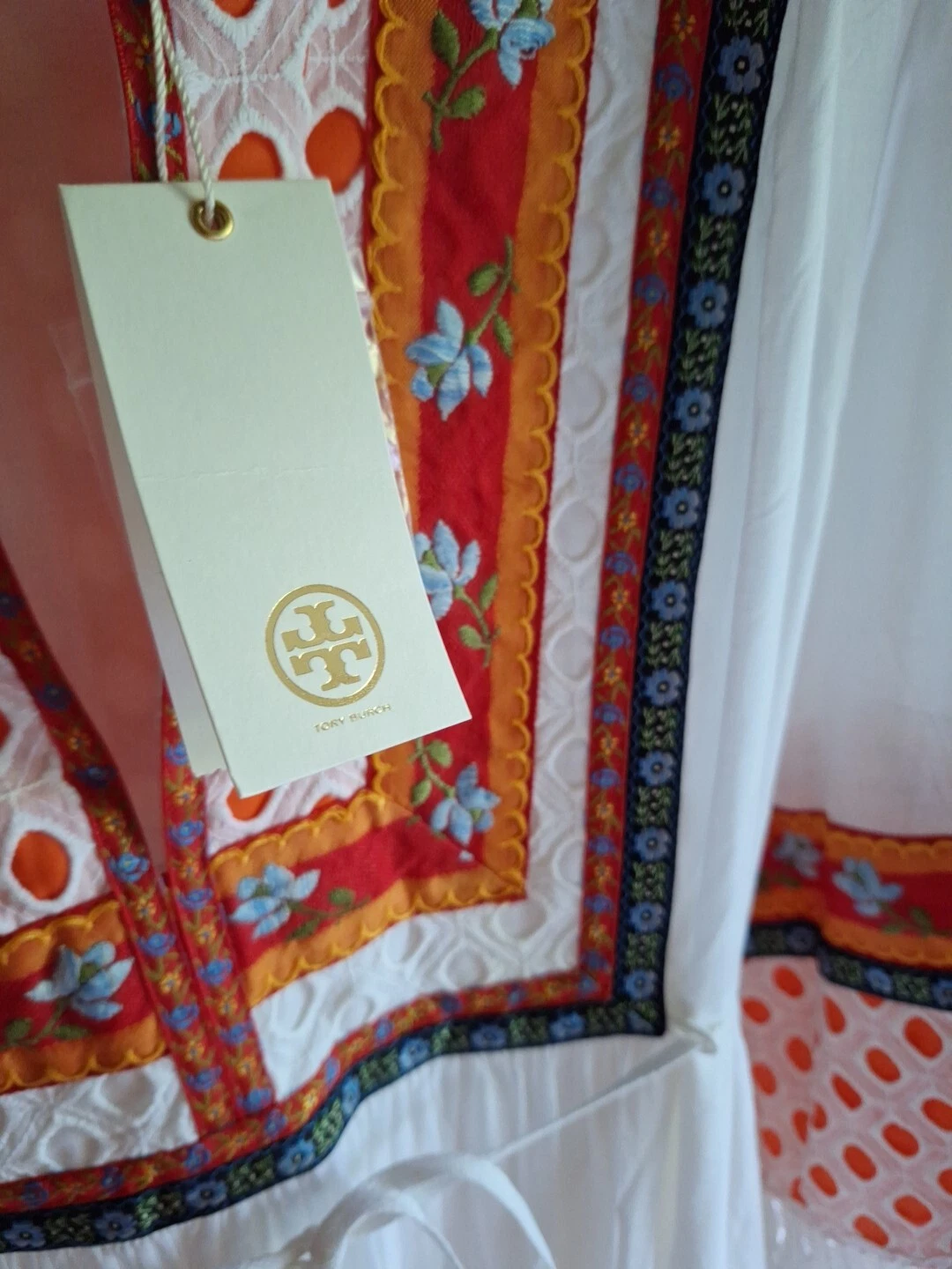 Abito contadino Annalise ricamato in pizzo Tory Burch taglia 14