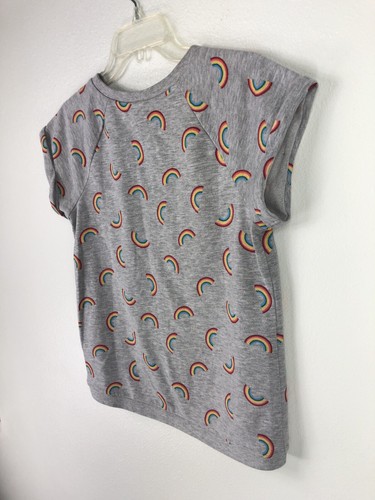 Total Girl KidsTop Cap Sleeve Rainbows Gray Casual Fun Colorful Sz Xl (16) A02 - Picture 11 of 12