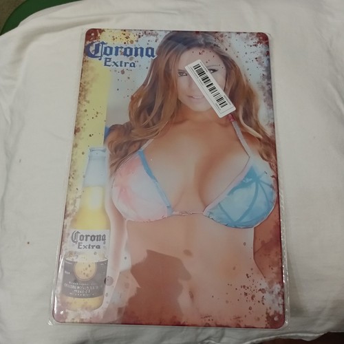 Corona Extra 12x8 Inches Tin Metal Beer Sign Bikini Model - Picture 8 of 24