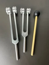 Lot of 2 Tuning Forks 128C, 256C & Mallet