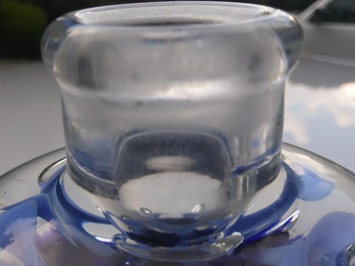 Vintage Joe St. Clair Glas Kerzenhalter Briefbeschwerer blau & kobaltblau Blumen - Bild 10 von 12