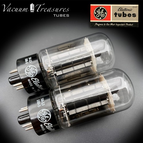 6L6 GB GE Black Plates Side DD Getter Matched Pair Tubes Made In USA '59 - Imagen 2 de 11