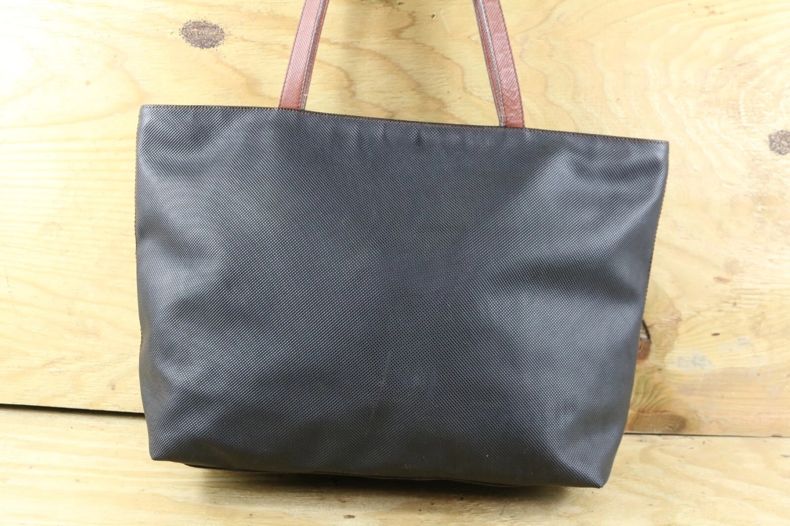 Borsa Bottega Veneta nera rivestita tela pelle Marco Polo tote bag vintage Italia anni 80