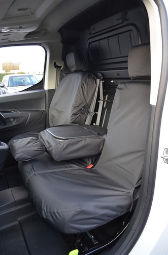 Peugeot e-Partner Van 2021+ Tailored Waterproof Front 3 Black Seat Covers - Picture 5 of 5