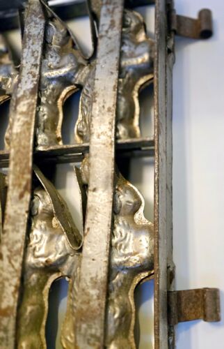 Antique Cast Metal Chocolate Easter Bunny Rabbit Holding an Egg with 8 Molds - Picture 6 of 7