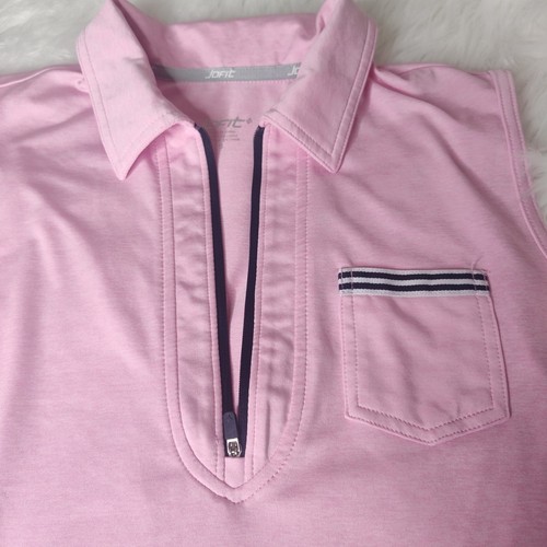 Polo Jofit donna piccola rosa tinta unita senza maniche 1/4 zip golf - Foto 6 di 10