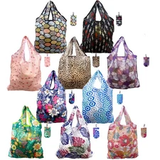 10 Pack Reusable Grocery Bags 50LBS Foldable Reusable Grocery Nylon Shopping